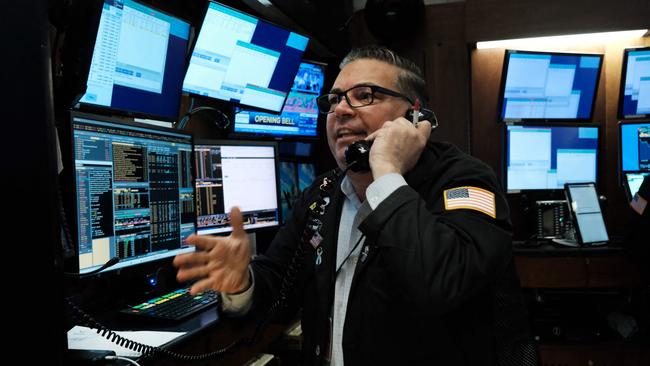 A trader works on the floor of the New York Stock Exchange. Picture: Spencer Platt/Getty Images/AFP