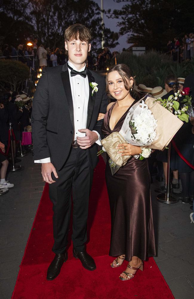 Jorja Durkin and partner Kit Lilienstein arrive at The Glennie School formal at Picnic Point, Thursday, September 12, 2024. Picture: Kevin Farmer