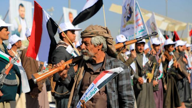 a Yemeni man takes part in a march in the Houthi-controlled capital Sanaa in solidarity with the people of Gaza on December 2. Picture: AFP