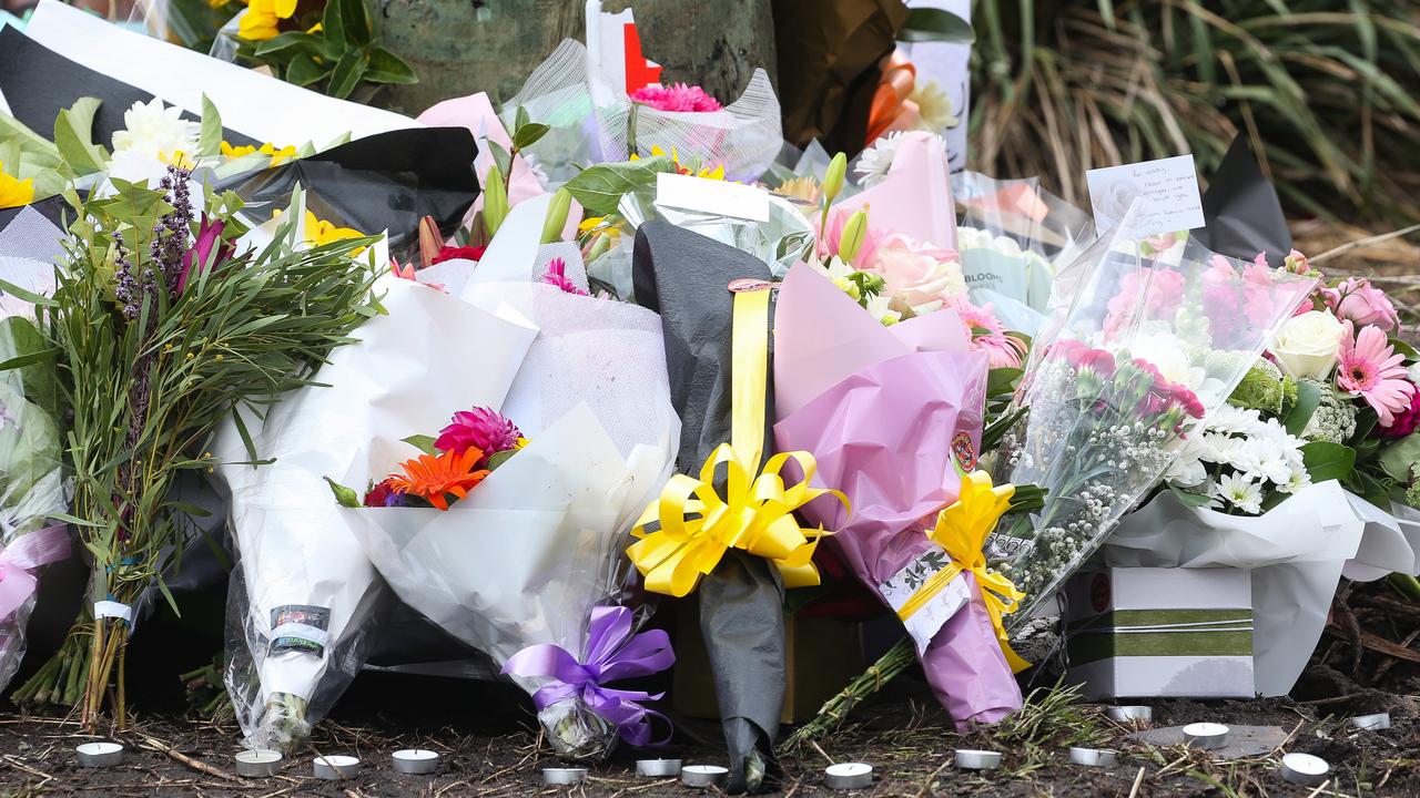 Flowers are left at the site of a fatal traffic crash at McGraths Hills in Sydney, NSW in January. Picture: NCA NewsWire