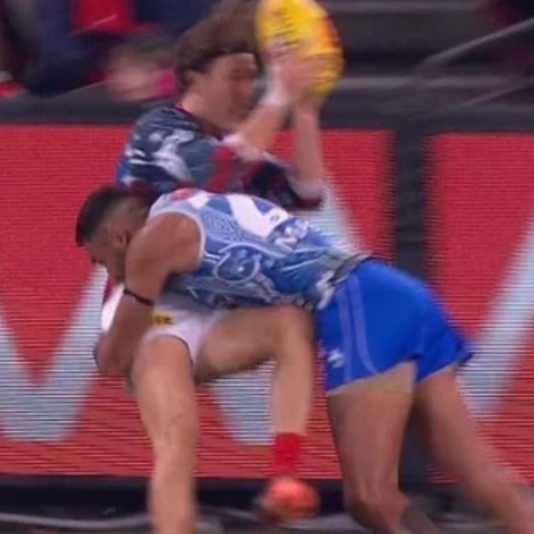 Tarryn Thomas’ tackle on Ed Langdon.