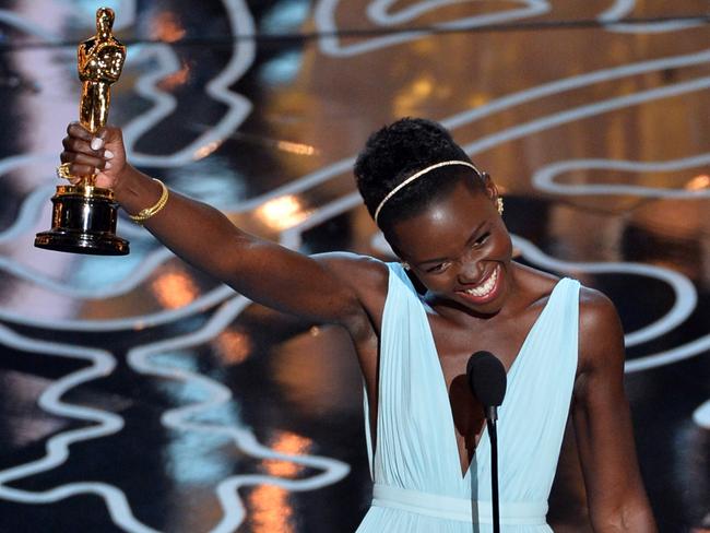 Actress Lupita Nyong'o accepts the Best Performance by an Actress in a Supporting Role award for '12 Years a Slave'. Picture: Getty Images