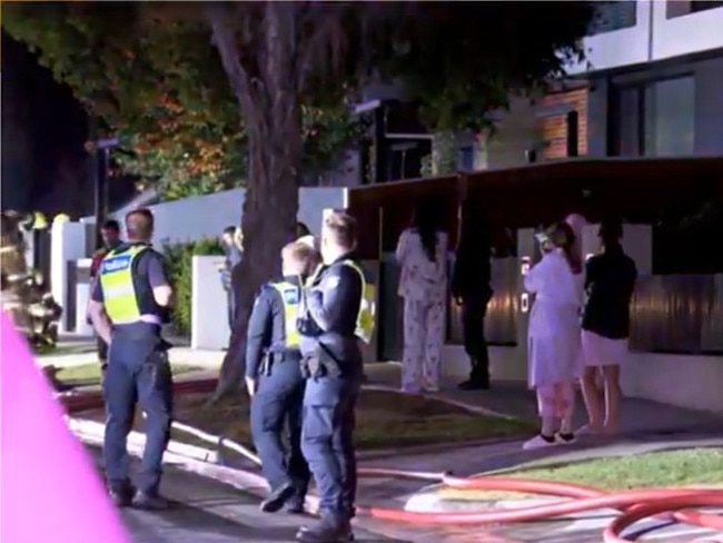 A woman has jumped from the balcony of her home to escape the blaze. Picture: Supplied