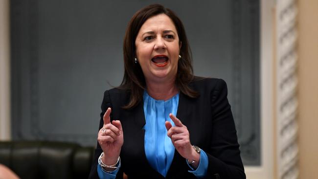 Queensland Premier Annastacia Palaszczuk speaking during Question Time at Parliament House in Brisbane. Picture: NCA NewsWire/Dan Peled