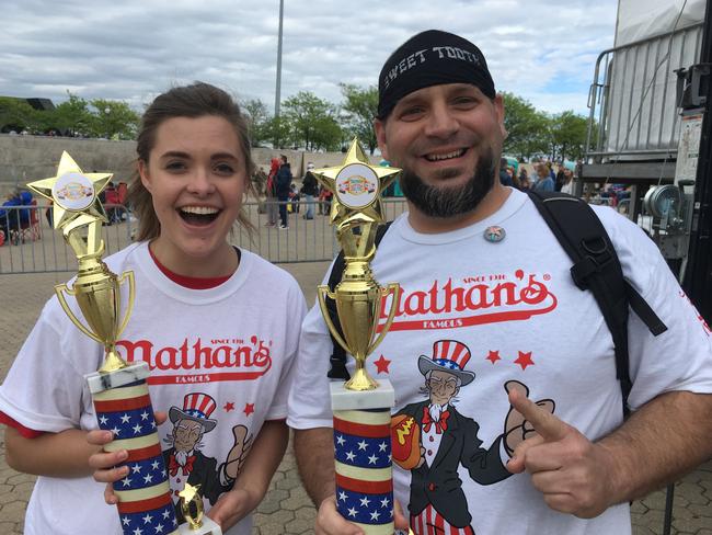 Competitive eating champions Stevie Palmer (left) and Matthew Cohen. Picture: Elle Hardy