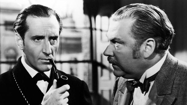 Basil Rathbone and Nigel Bruce in the 1939 film The Adventures of Sherlock Holmes.