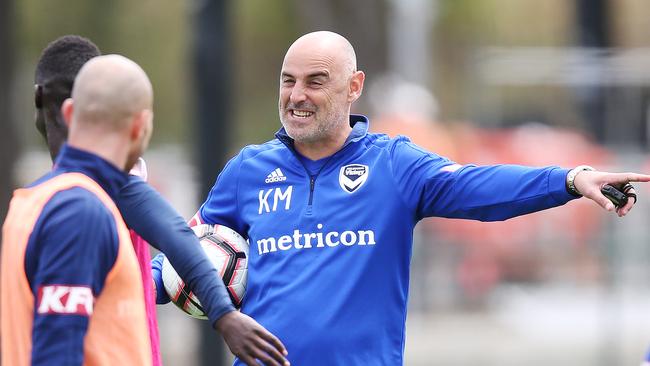 Melbourne Victory coach Kevin Muscat at Gosch’s Paddock this week. Picture: Getty Images