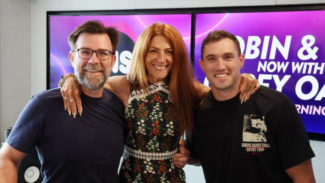 KIIS 97.3's new breakfast trio Kip Wightman, Robin Bailey, and Corey Oates, Milton. Picture: Liam Kidston