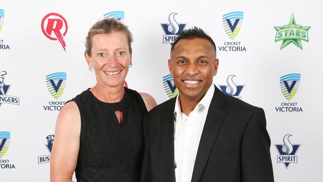 Victoria State Cricket and Media Awards. Cricket Victoria assistant coach Dulip Samaraweera (right), a coach of cricket star Ellyse Perry & Cathryn FitzpatrickCathryn.