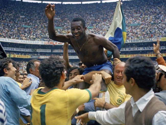 Brazilian legend Pele after winning the 1970 World Cup. Picture: AP