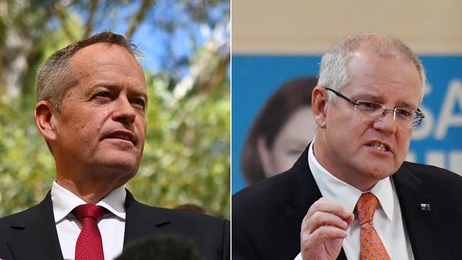 Opposition Leader Bill Shorten and Prime Minister Scott Morrison on the campaign trail. Picture: AAP Image/Mick Tsikas