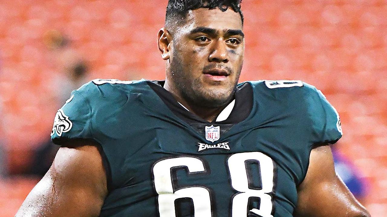 Philadelphia Eagles tackle Jordan Mailata (68) walks off the field