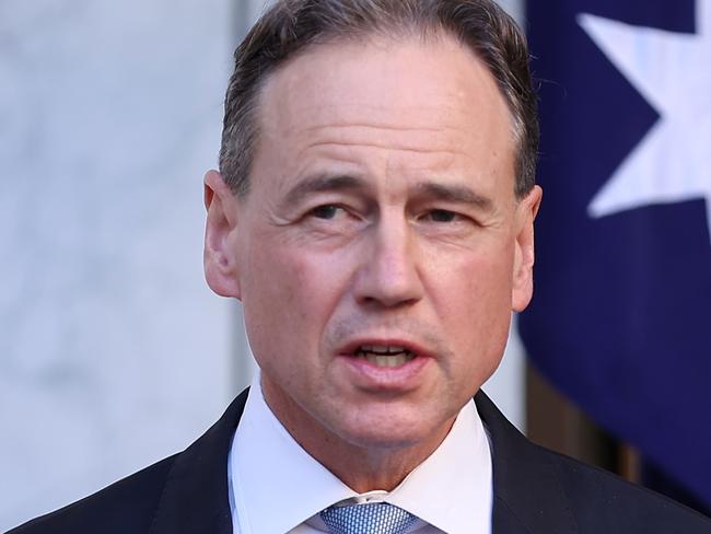 CANBERRA, AUSTRALIA - NewsWire Photos, AUGUST 09 2021:  Greg Hunt during a press conference at Australian Parliament House, Canberra. Picture: NCA NewsWire / Gary Ramage