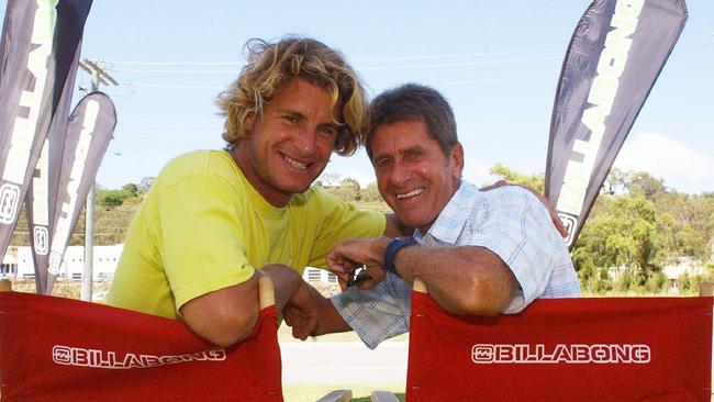 Surfer Mark Occhilupo with Billabong surfwear surf clothing company owner and founder Gordon Merchant