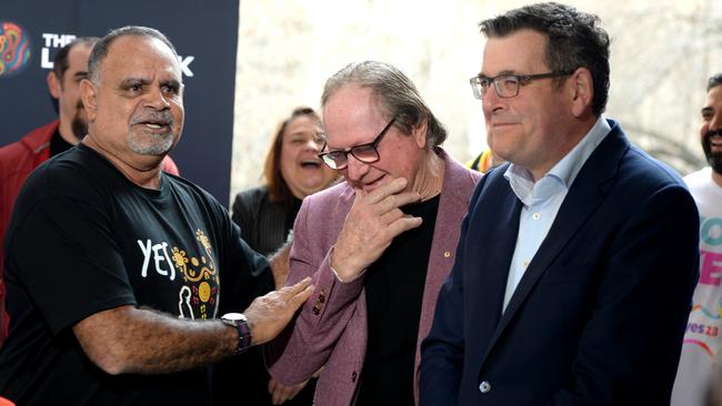 Long was joined by former AFL coach Kevin Sheedy and Victorian Premier Daniel Andrews at the kick off of The Long Walk. Picture: NCA NewsWire / Andrew Henshaw