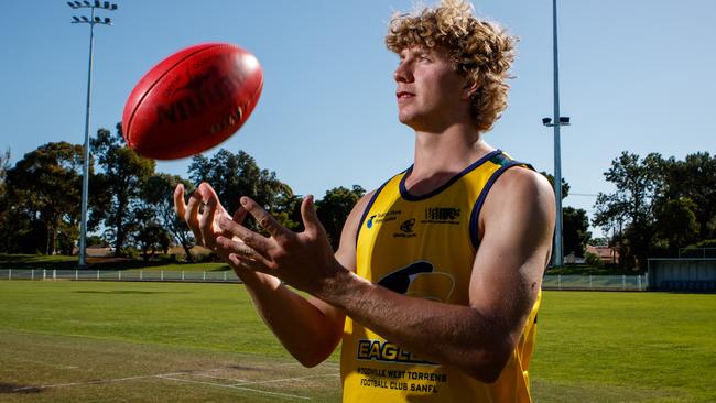 Patrick Weckert at Woodville Oval after making his football versus cricket decision. Picture: Matt Turner