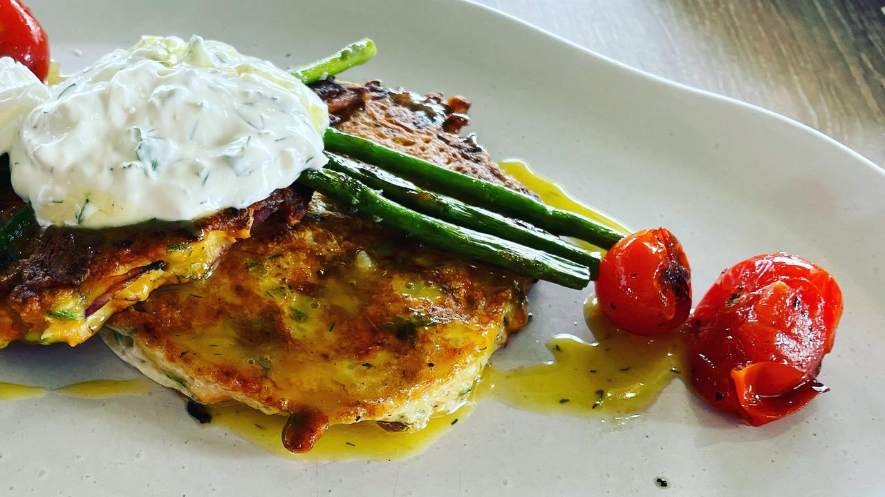 Zucchini fritters from Bombora. Picture: Dianne Mattsson