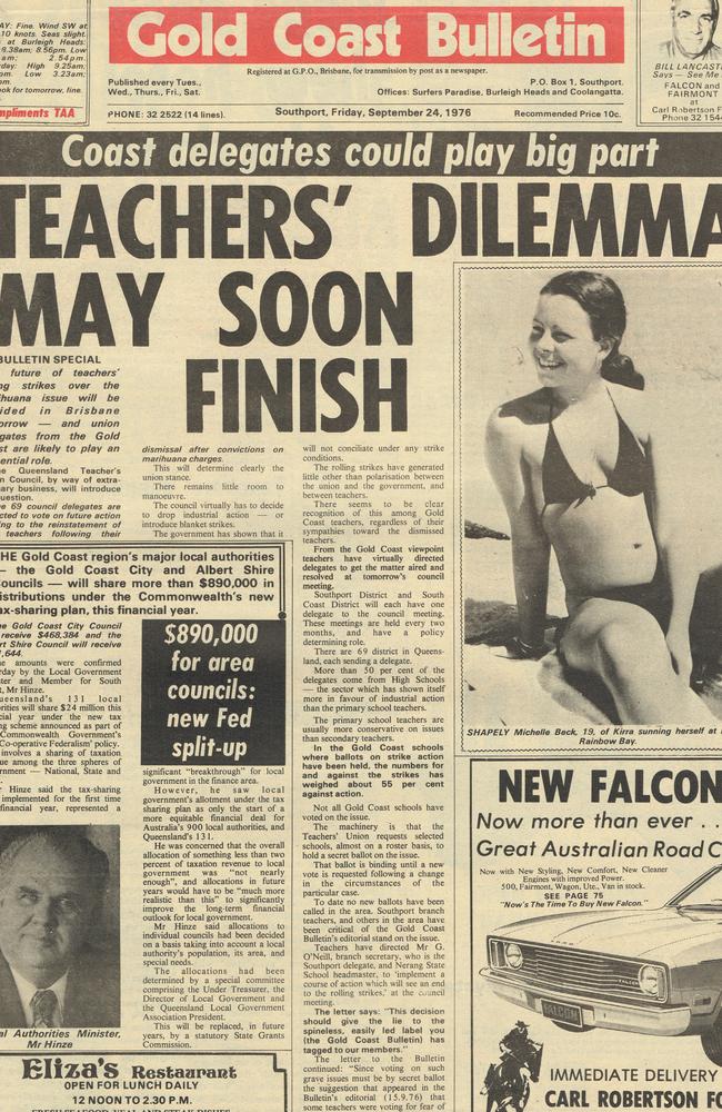 Gold Coast Bulletin 1976, September 24. Front page.