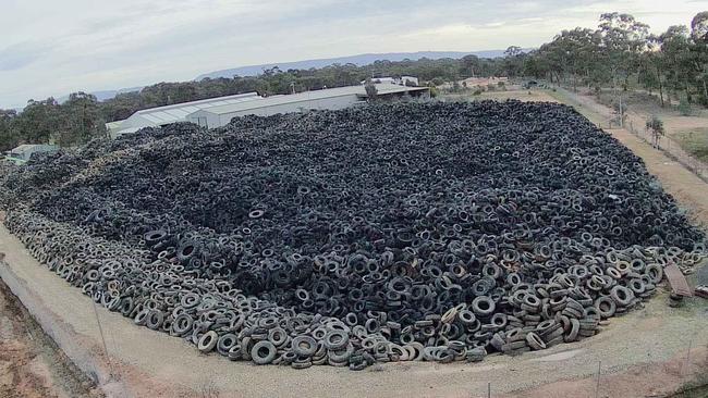 The huge stockpile included about one million tyres. Picture: Supplied