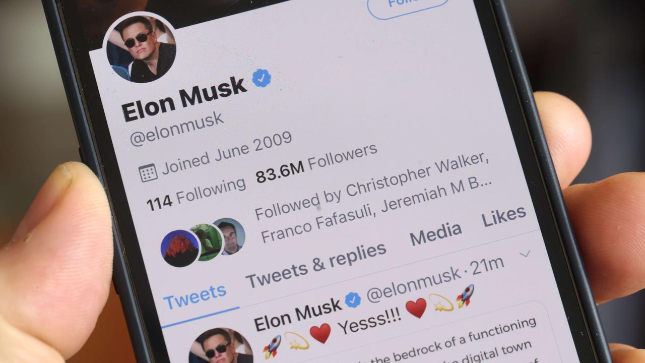 The Twitter profile of Elon Musk with more than 80 million followers in shown on a cell phone on April 25, 2022 in Chicago, Illinois. Picture: Illustration by Scott Olson/Getty Images