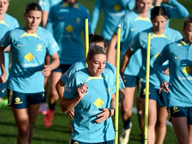 Alanna Kennedy and the Matildas train ahead of Friday’s friendly with China. Picture: Getty Images