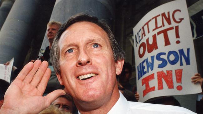 Former Liberal leader John Hewson at an election rally during his failed campaign in 1993.