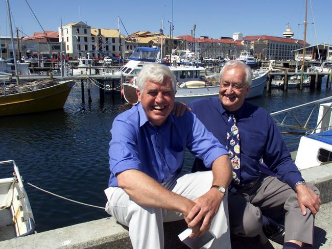 Royal Hobart Regatta Portrait sponsor George Mure left and Richard Lane president of the regatta association. Picture: SUPPLIED