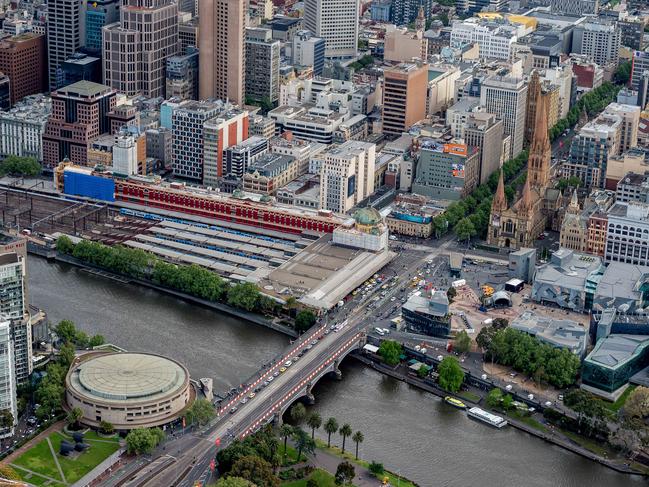 Melbourne from the air. Picture: Jake Nowakowski