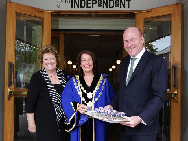 Outgoing North Shore MP Jillian Skinner, North Sydney Mayor Jilly Gibson and Federal MP Trent Zimmerman. Picture: Virginia Young