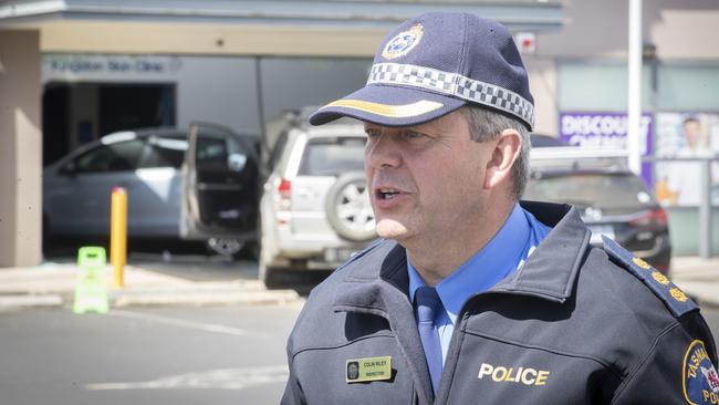 A 4WD hit a parked blue car which was forced inside the waiting room of the Kingborough Medical Centre, says Inspector Colin Riley. Picture: Chris Kidd