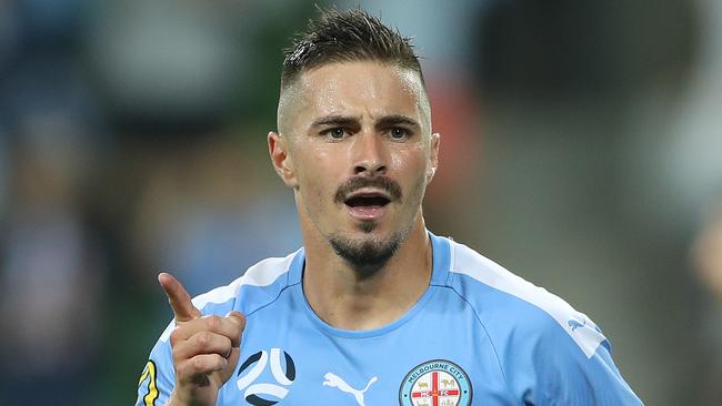 Jamie MacLaren remains in the race for the A-League’s Golden Boot award. Picture: Getty Images