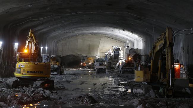 Some work going on inside the M4 East tunnel in Haberfield.