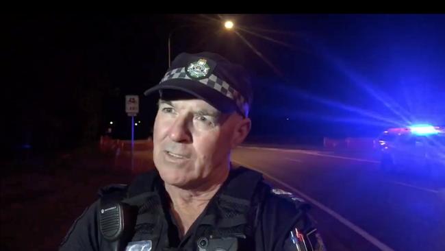 Mackay District Duty Officer Senior Sergeant Mark Sweetnam at the scene of a fatal pedestrian collision on Eimeo Rd at Rural View. The woman, 33, from Mackay was struck and killed by a passing vehicle about 7.20pm Wednesday, July 15.