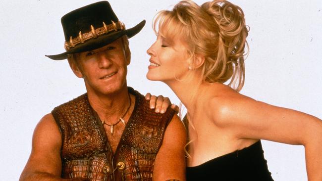 Paul Hogan with his wife and Crocodile Dundee co-star Linda Kozlowski.