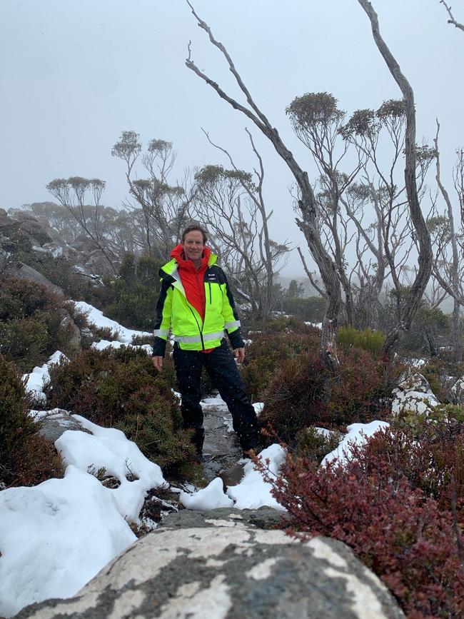 Wellington Park Management Trust education and regulations co-ordinator Ben Masterman, pictured on September 7 at the Thark Ridge Track. Picture: Supplied.