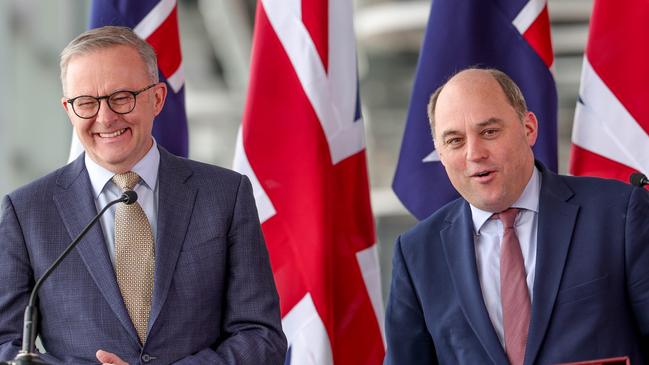 Anthony Albanese and UK Defence Minister Ben Wallace. Picture: Andrew Parsons