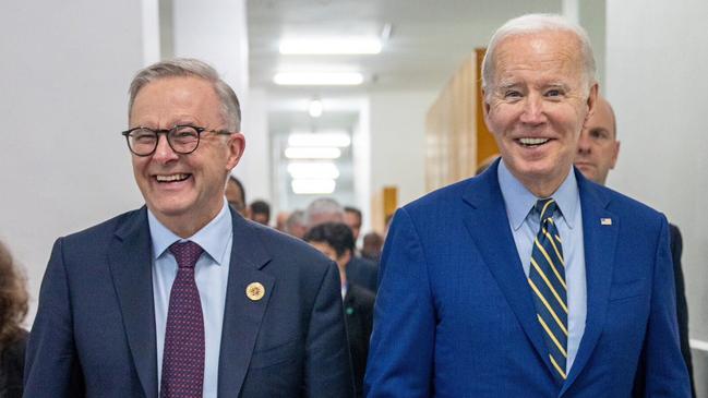 13/11/2022: Prime Minister Anthony Albanese meets with US President Joe Biden in Cambodia for a bilateral meeting during the East Asia-Summit. Picture: Twitter / @AlboMP