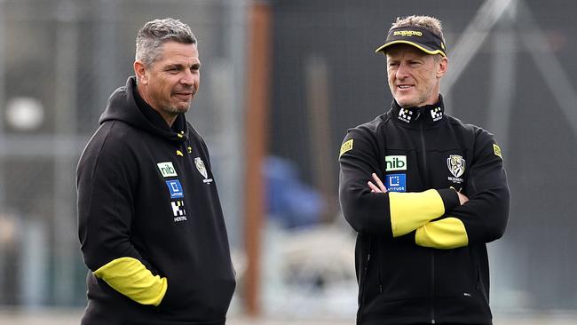 Adam Kingsley with Damien Hardwick in May of last year. Photo: Michael Klein