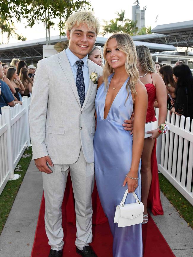 Chase Paterson and Molly Forrest at the 2023 Caloundra State High School Year 12 formal. Picture: Patrick Woods.