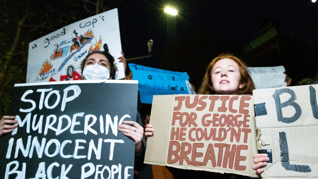 A Black Lives Matter protest in Sydney on Tuesday night. Picture: Monique Harmer