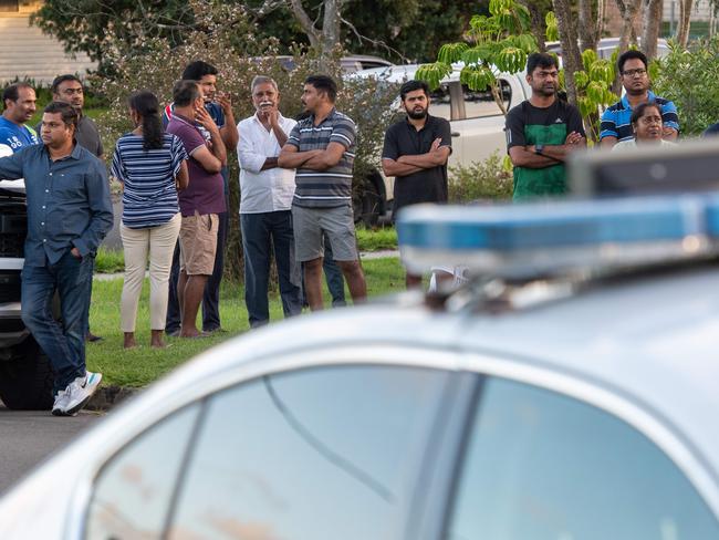 People gathered at the scene of the tragedy. Picture: Thomas Lisson