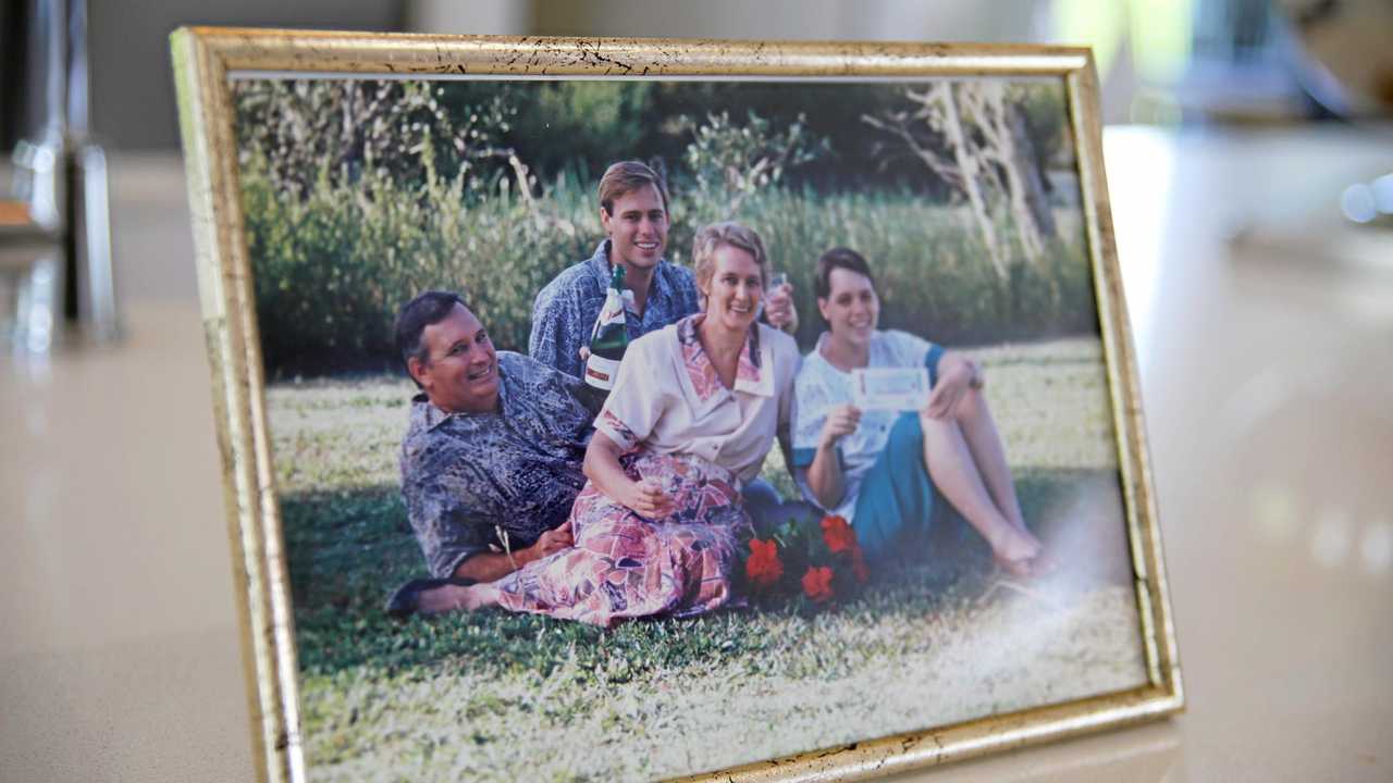 The Webb family photo as they celebrated their 1996 Endeavour Foundation prize home win. Picture: Endeavour Foundation