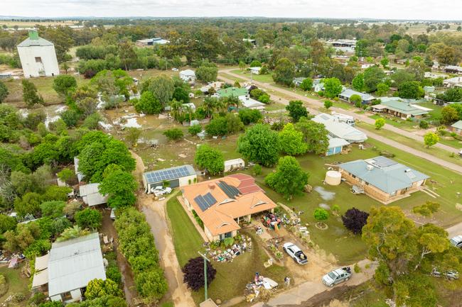 Huge storms late Sunday caused a massive flash flood in the middle of the night in Eugowra, with houses washed off their foundations, and cars and other items strewn though the town. Picture: Chris Watson/Farmpix Photography