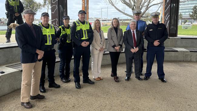 Representatives from Tasmanian Police, TasPorts and Crime Stoppers. Picture: Simon McGuire.