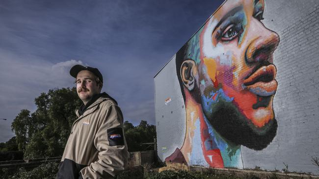 Street artist Lynch’s Ben Simmons mural opposite Windsor Station is getting worldwide attention. Picture: Wayne Taylor