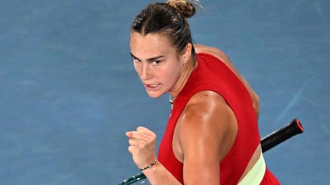 Sabalenka kicked off her Aus Open campaign at close to midnight. (Photo by Paul Crock / AFP)