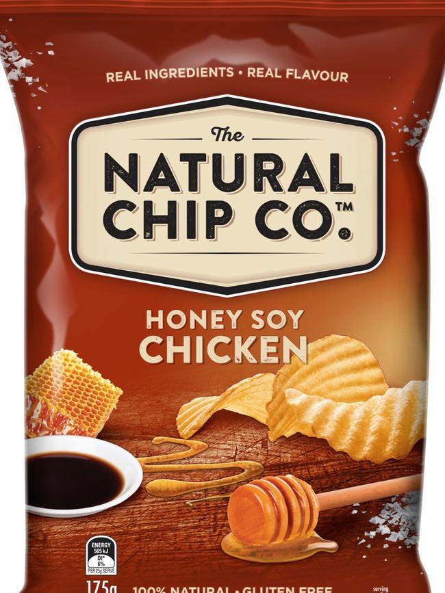 The Natural Chip Co’s honey and soy chips.