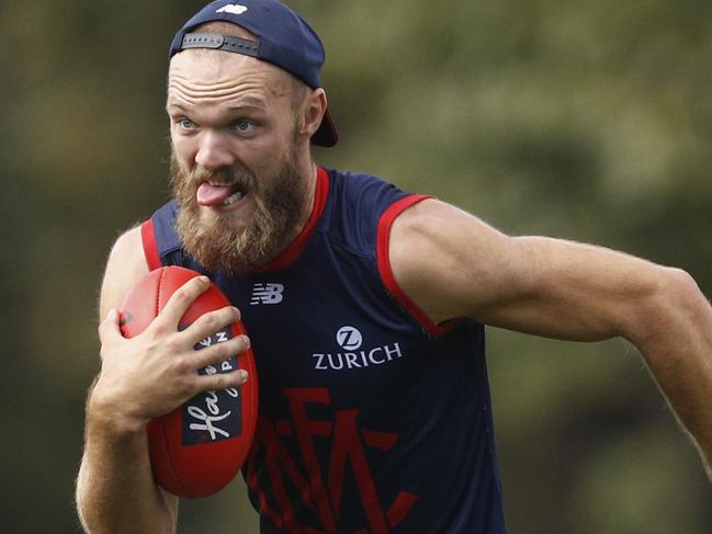 Max Gawn is seen during a Melbourne Demons training session at Gosch's Paddock in Melbourne, Monday, March 18, 2019.  (AAP Image/Daniel Pockett) NO ARCHIVING