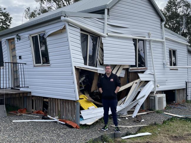 Sean Riley was at home with his two dogs when a ute came crashing through a wall.