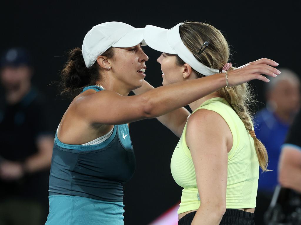 Madison Keys celebrates after her win. Picture: Mark Stewart